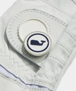 Hats<Vineyard Vines Leather Whale Dot Golf Glove Left Hand White Cap