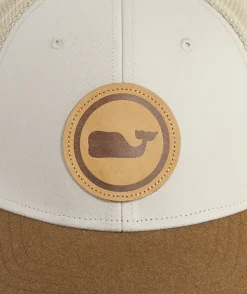 Hats<Vineyard Vines Leather Whale Dot Patch Trucker Sandstone