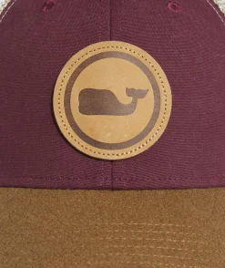 Hats<Vineyard Vines Leather Whale Dot Patch Trucker Crimson
