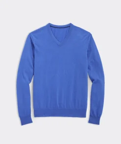 Sweaters<Vineyard Vines Lightweight Cashmere V-Neck Sweater Hull Blue