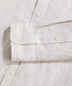 Button-Down Shirts<Vineyard Vines Linen Stripe Shirt Cappuccino