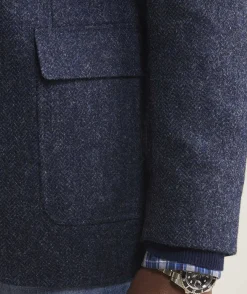 Blazers<Vineyard Vines Moon Wool Herringbone Blazer Blue Blazer