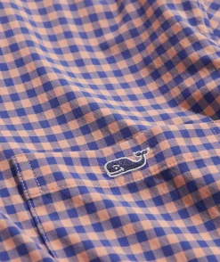 Button-Down Shirts<Vineyard Vines On-The-Go Nylon Gingham Shirt Ging Tequila Sunrise