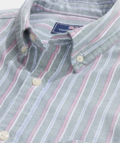 Button-Down Shirts<Vineyard Vines Oxford Stripe Shirt Stp Turf Green