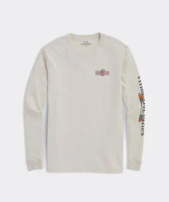 Tees<Vineyard Vines Painted Hot Toddy Logo Box Long-Sleeve Tee White Cap Grey
