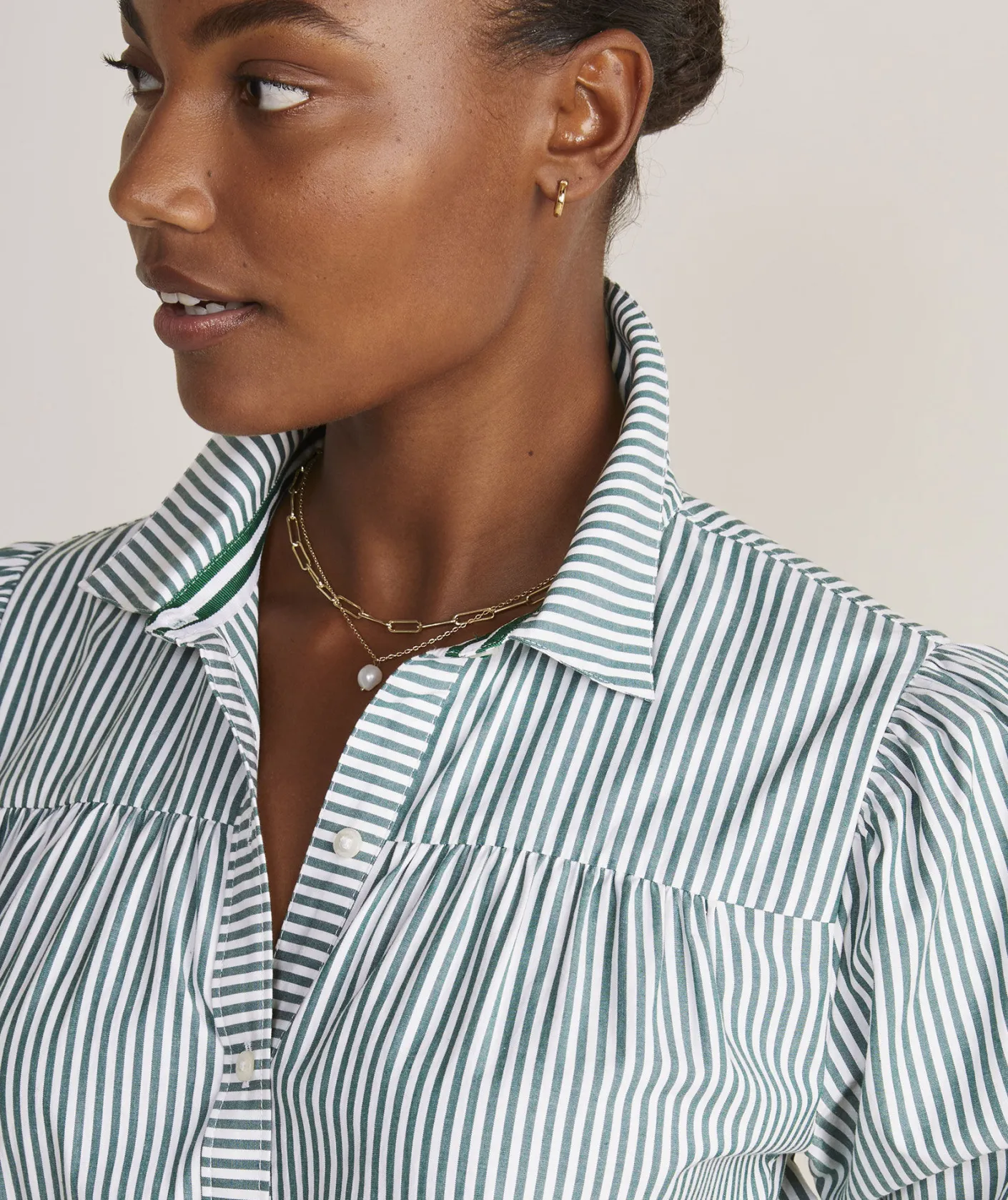 Dresses & Skirts<Vineyard Vines Puff Sleeve Midi Shirtdress Turf Green/White