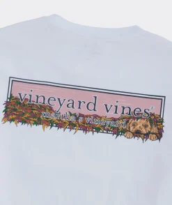 Tees<Vineyard Vines Puppy Leaf Pile Logo Box Long-Sleeve Tee White Cap
