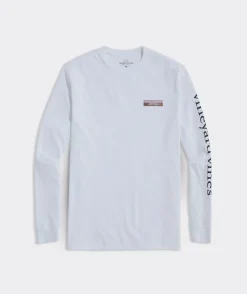 Tees<Vineyard Vines Puppy Leaf Pile Logo Box Long-Sleeve Tee White Cap