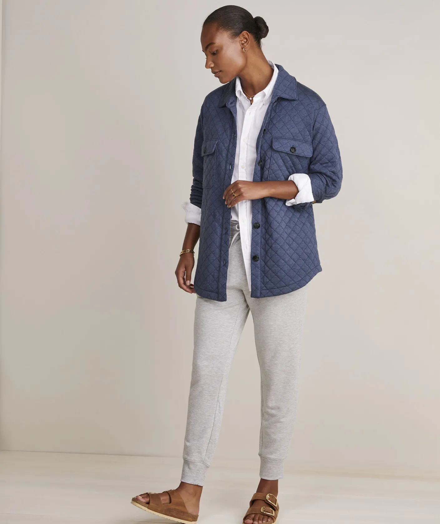 Jackets & Vests|Sweatshirts & Sweatpants<Vineyard Vines Quilted Dreamcloth® Shirt Jacket Officer Khaki Hthr