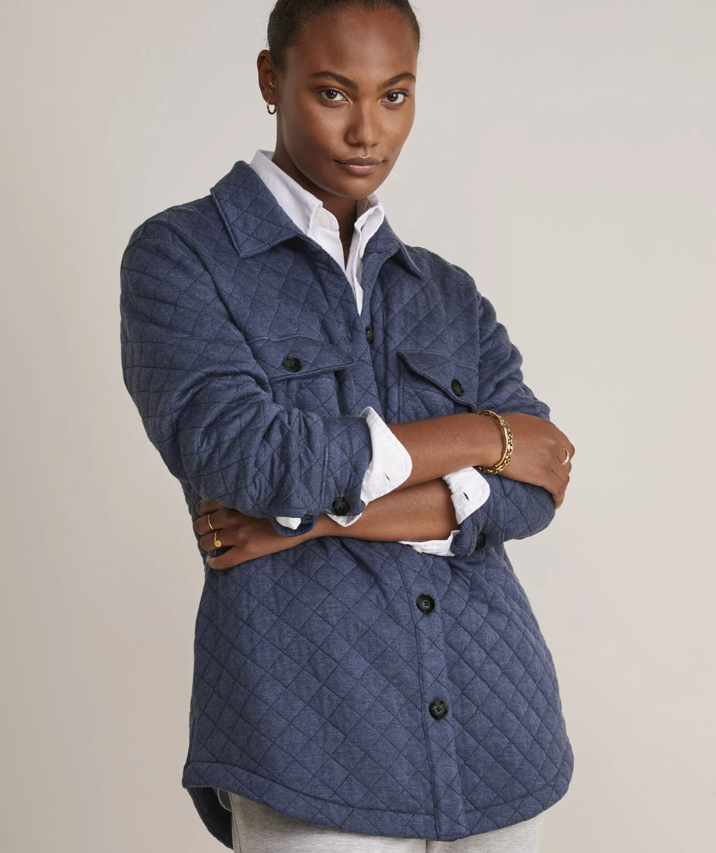 Jackets & Vests|Sweatshirts & Sweatpants<Vineyard Vines Quilted Dreamcloth® Shirt Jacket Officer Khaki Hthr