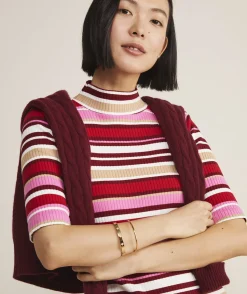 Dresses & Skirts<Vineyard Vines Rib Knit Midi Dress Ribbon Stripe - Red