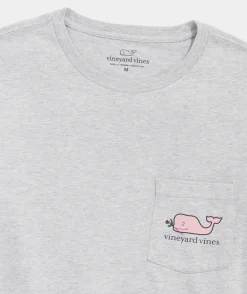 Tees<Vineyard Vines Romantic Whale Long-Sleeve Pocket Tee Grey Heather