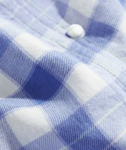 Shirts & Tops<Vineyard Vines Ruffle Neck Puff-Sleeve Top DW Plaid- Calm Water