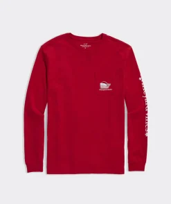 Tees<Vineyard Vines Santa Whale Long-Sleeve Pocket Tee Red Velvet