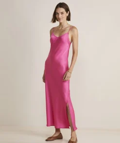 Dresses & Skirts<Vineyard Vines Satin Midi Slip Dress Rhododendron