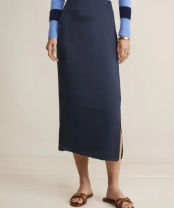 Dresses & Skirts<Vineyard Vines Satin Midi Slip Skirt Nautical Navy