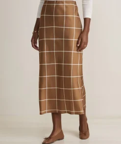 Dresses & Skirts<Vineyard Vines Satin Midi Slip Skirt Plaid - Gingerbread