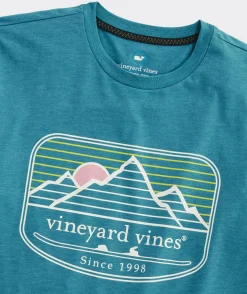 Tees<Vineyard Vines Scenic Mountain Long-Sleeve Dunes Tee Teal Bay Heather