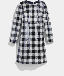 Dresses & Skirts<Vineyard Vines Sequin Check Dress Sequin Gingham-Navy