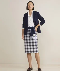 Dresses & Skirts<Vineyard Vines Sequin Check Midi Skirt Sequin Gingham-Navy