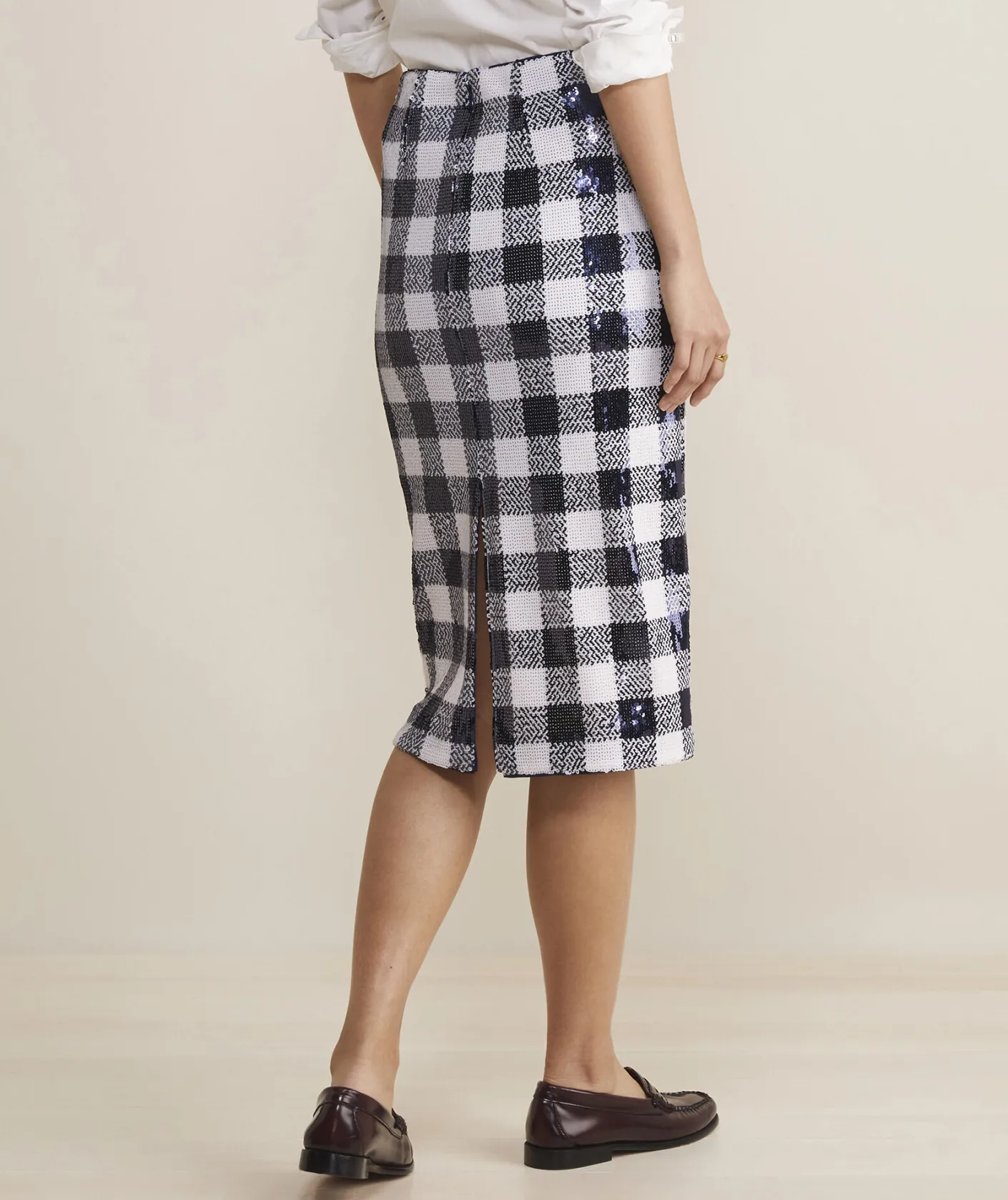 Dresses & Skirts<Vineyard Vines Sequin Check Midi Skirt Sequin Gingham-Navy