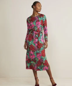 Dresses & Skirts<Vineyard Vines Silk Twill Maxi Dress Brush Floral - Green