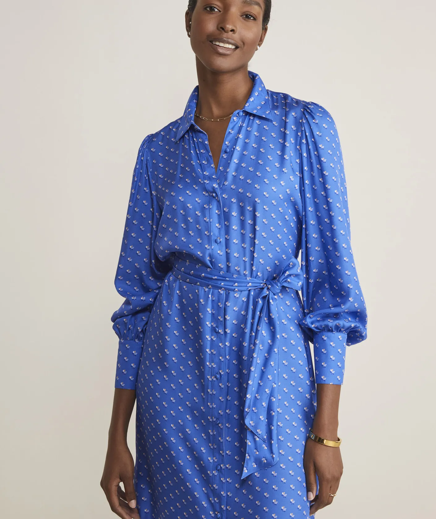 Dresses & Skirts<Vineyard Vines Silk Twill Midi Shirtdress Provence Geo - Blue