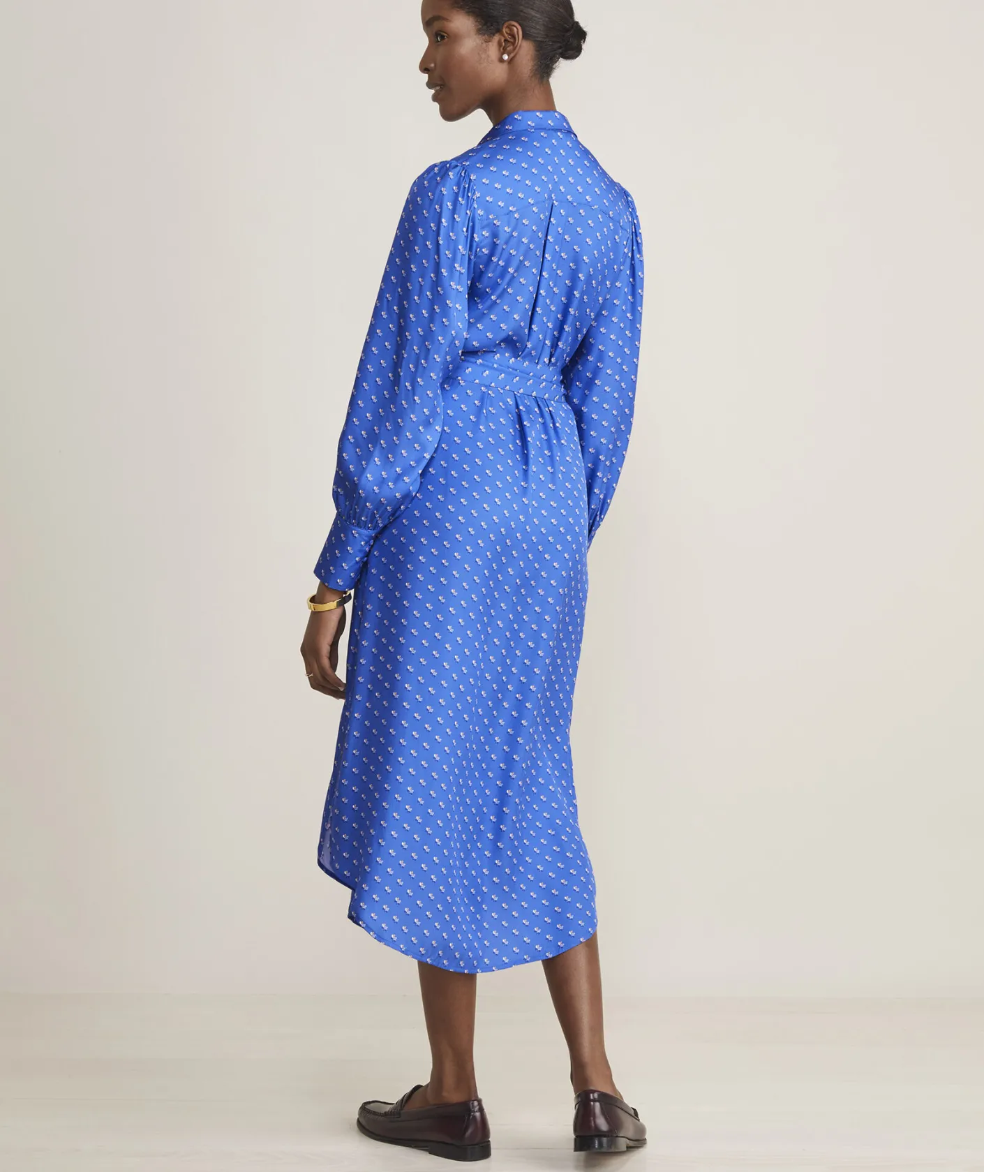 Dresses & Skirts<Vineyard Vines Silk Twill Midi Shirtdress Provence Geo - Blue