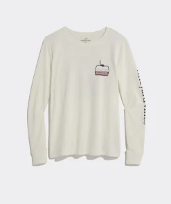 Tees<Vineyard Vines Ski Lodge Whale Long-Sleeve Pocket Tee Med Grey Heather