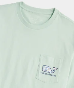 Tees<Vineyard Vines Ski Patch Whale Short-Sleeve Pocket Tee Mist Green