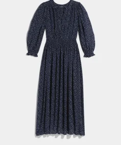 Dresses & Skirts<Vineyard Vines Smocked Waist Maxi Dress Scattered Dot - Navy