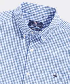Button-Down Shirts<Vineyard Vines Stretch Poplin Gingham Shirt Tide Blue