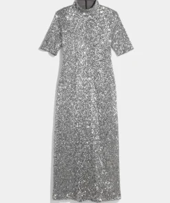 Dresses & Skirts<Vineyard Vines Stretch Sequin Midi Dress Silver
