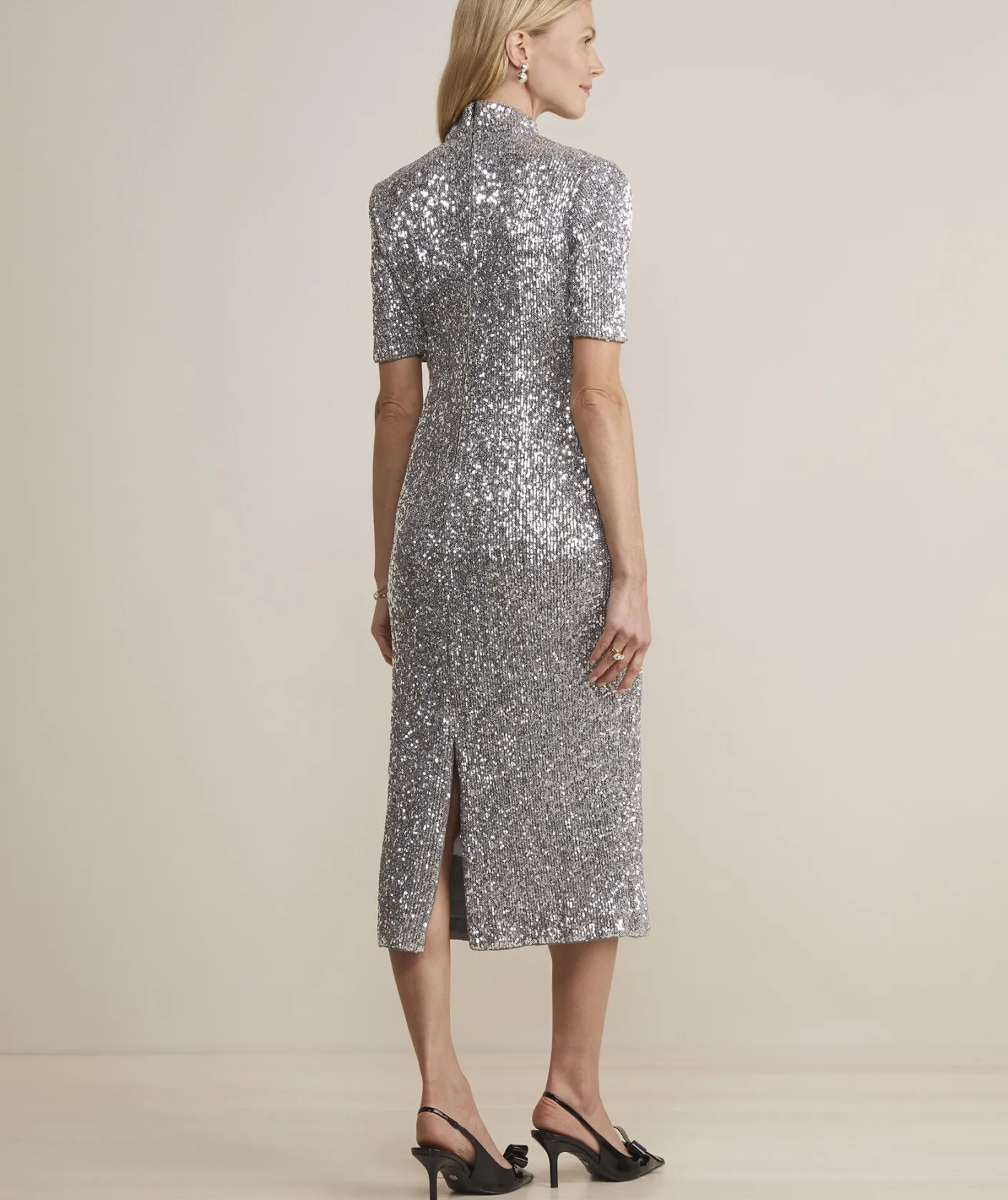 Dresses & Skirts<Vineyard Vines Stretch Sequin Midi Dress Silver