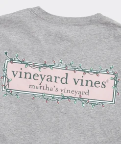 Tees<Vineyard Vines String Lights Logo Box Long-Sleeve Pocket Tee Medium Gray Heather