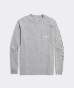 Tees<Vineyard Vines String Lights Logo Box Long-Sleeve Pocket Tee Medium Gray Heather