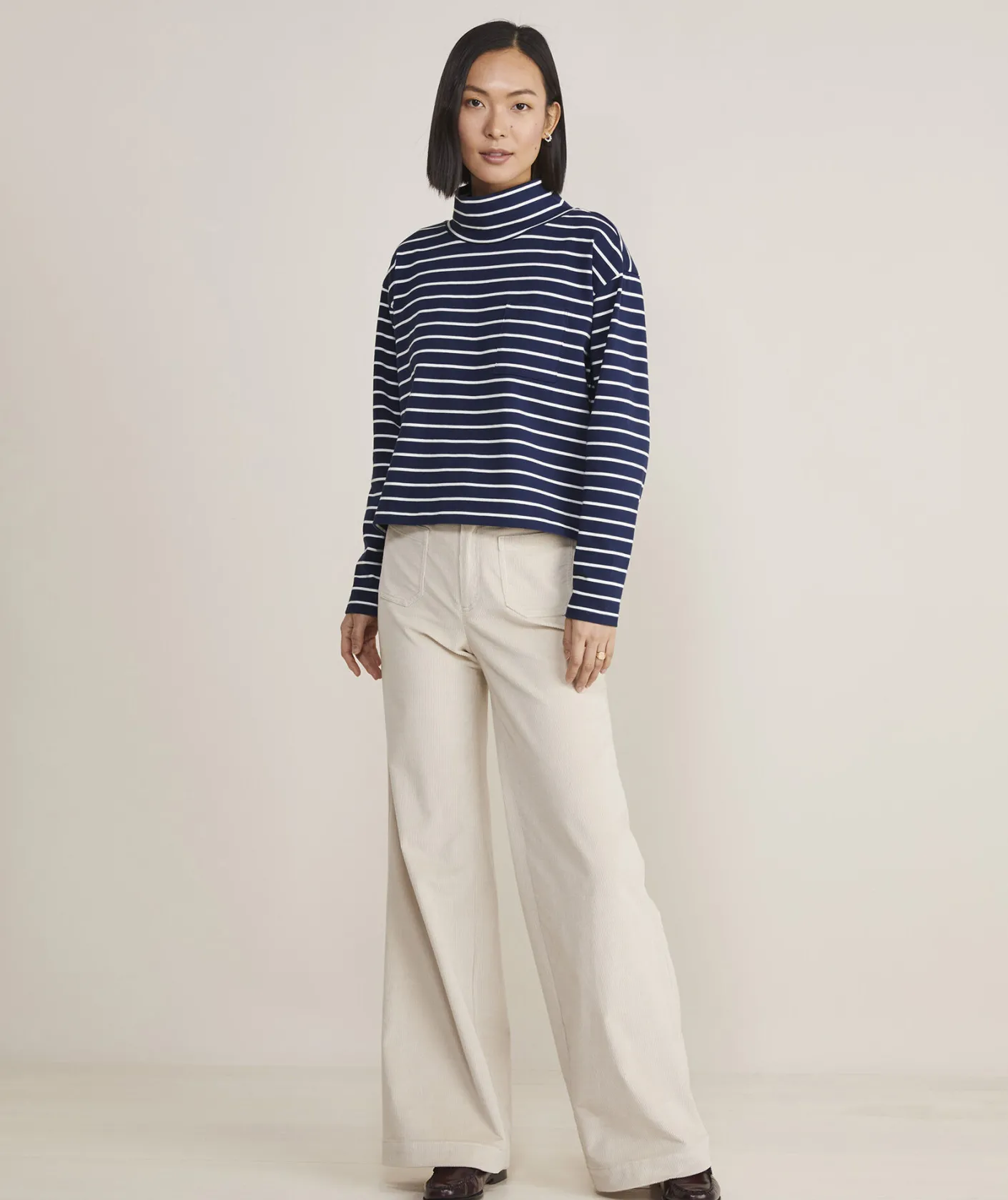 Tees<Vineyard Vines Striped Jamestown Funnel-Neck Tee HS - Marsh/Coastline