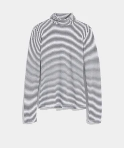 Tees<Vineyard Vines Striped Jamestown Mockneck Tee H.Stripe-White/Navy