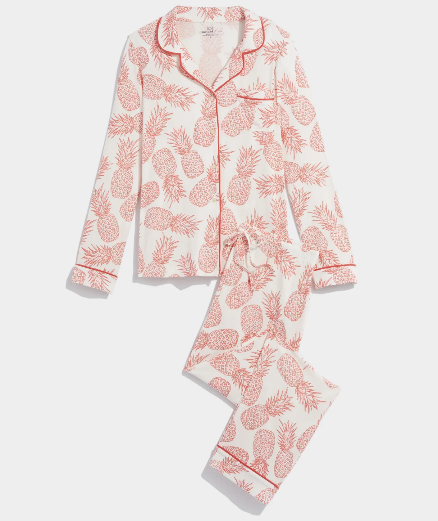 Pajamas|Pants & Denim<Vineyard Vines Super-Soft Printed Knit Pajama Set Tiny Tree-Red Velvet