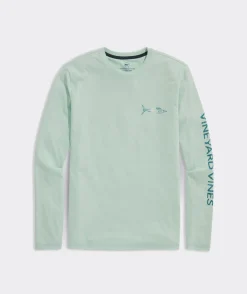 Tees<Vineyard Vines Textured Wahoo Long-Sleeve Dunes Tee Mist Green Hthr