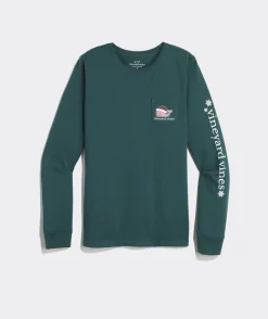 Tees<Vineyard Vines Thanksgiving Parade Whale Long-Sleeve Pocket Tee White Cap