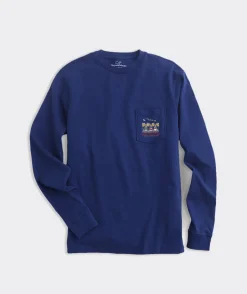 Tees<Vineyard Vines To All a Good Flight Long-Sleeve Tee Deep Bay