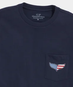 Tees<Vineyard Vines USA Whale Tail Short-Sleeve Pocket Tee Nautical Navy