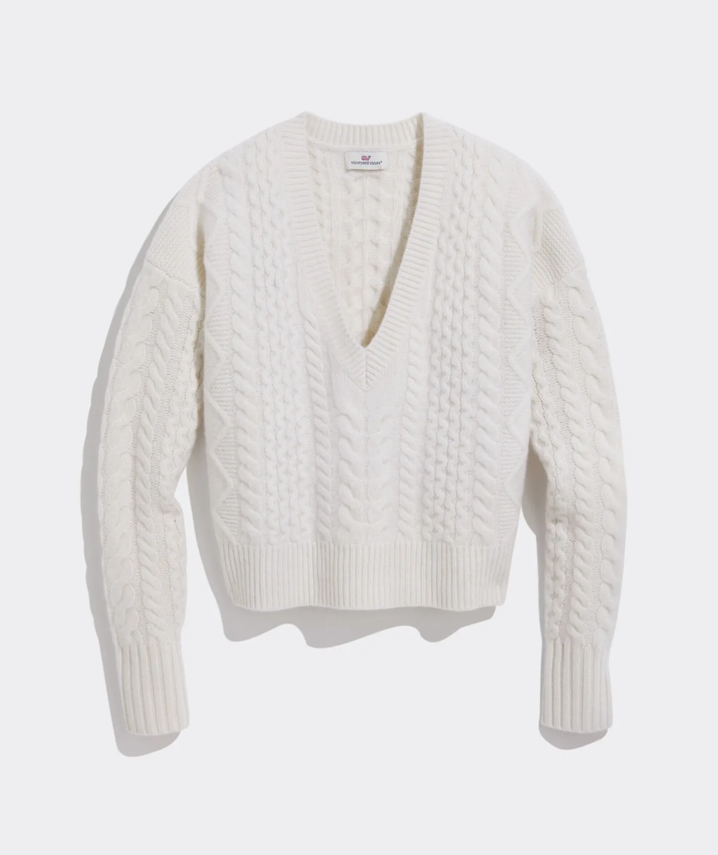 Sweaters<Vineyard Vines Varsity Cable V-Neck Sweater Powder