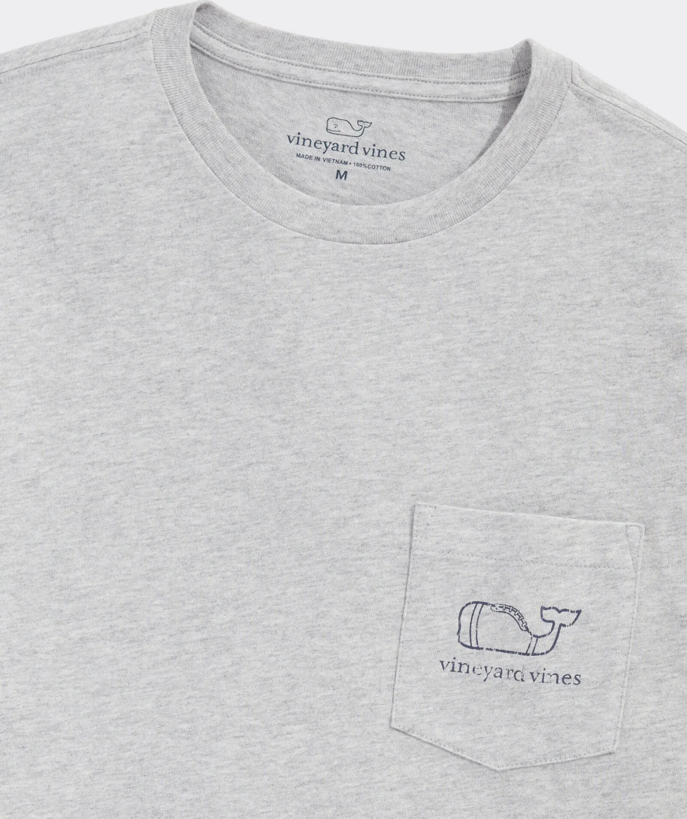 Tees<Vineyard Vines Vintage Football Whale Long-Sleeve Pocket Tee Grey Heather