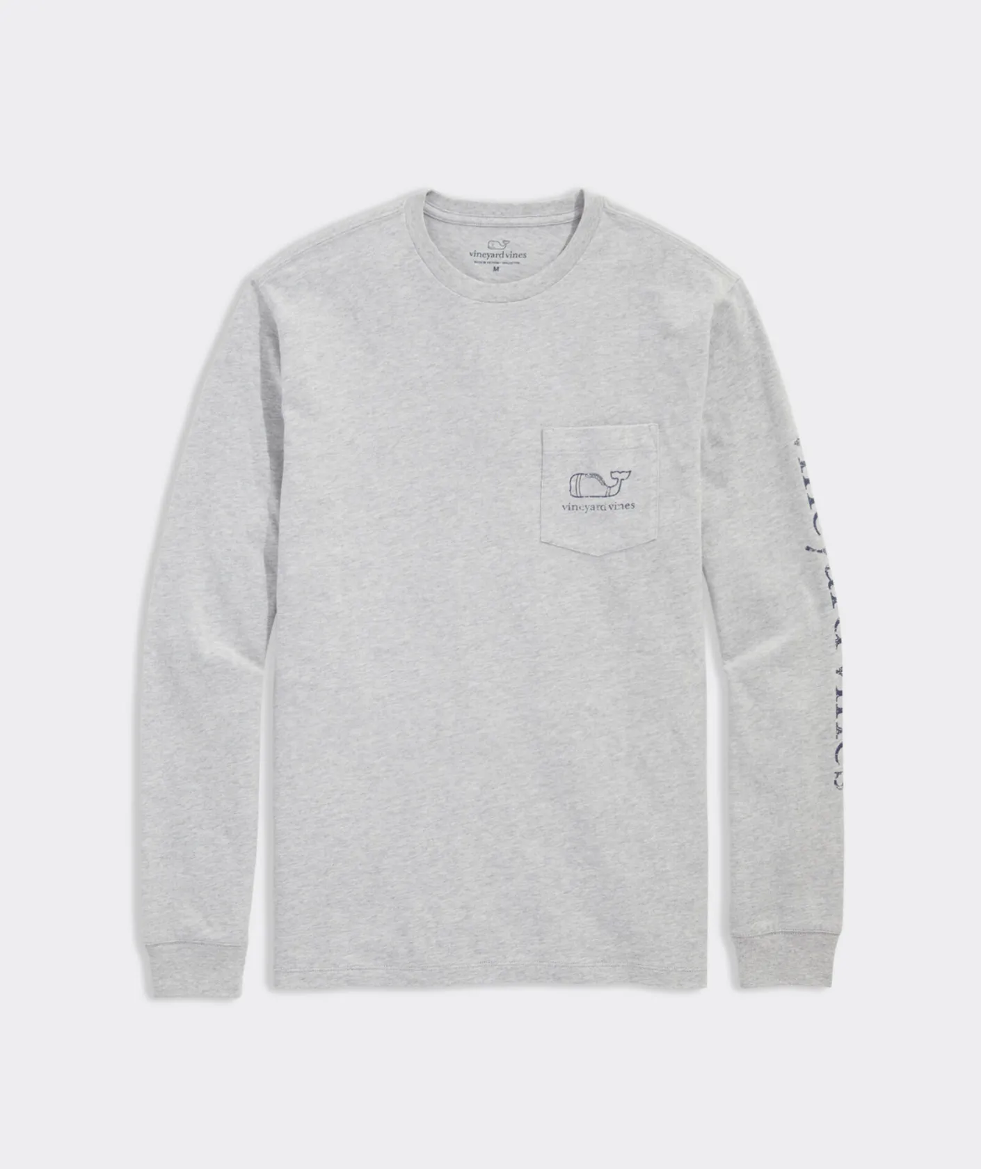 Tees<Vineyard Vines Vintage Football Whale Long-Sleeve Pocket Tee Grey Heather