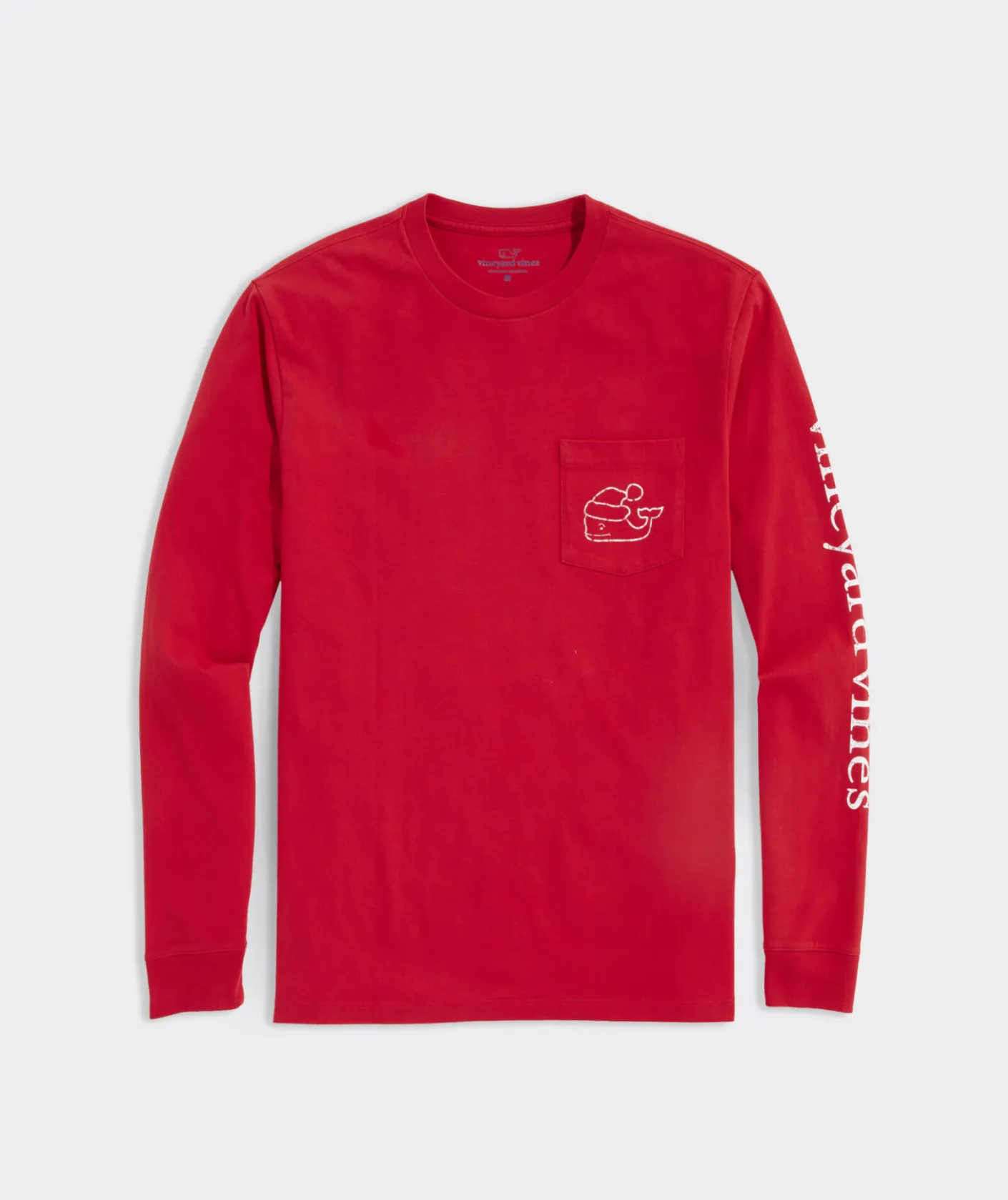 Tees<Vineyard Vines Vintage Santa Whale Long-Sleeve Pocket Tee Red Velvet