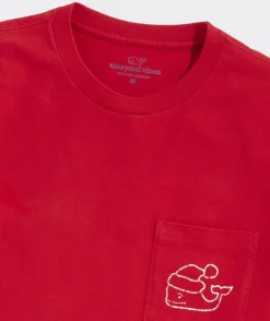 Tees<Vineyard Vines Vintage Santa Whale Long-Sleeve Pocket Tee Red Velvet
