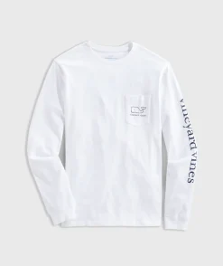 Tees<Vineyard Vines Vintage Whale Long-Sleeve Pocket Tee White Cap