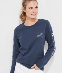 Tees<Vineyard Vines Vintage Whale Long-Sleeve Tee White Cap